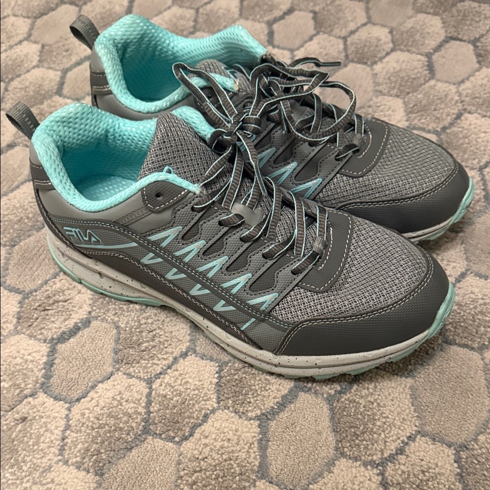 Fila Women's Charcoal and Aqua Sneakers
